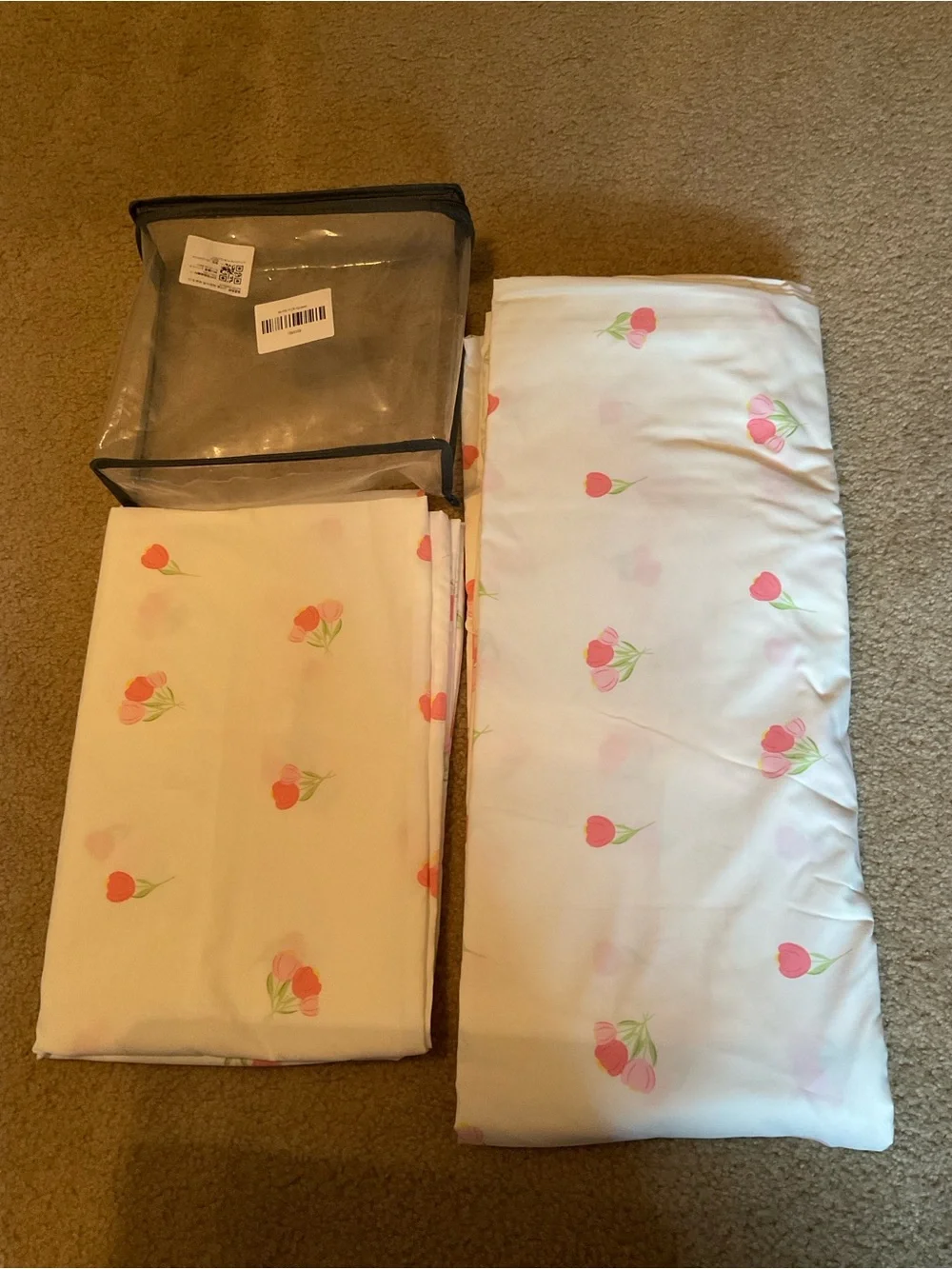 Pink Tulip Queen Duvet Set New